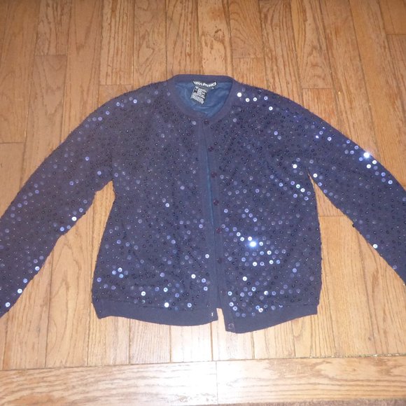 Woman's Lambswool & Angora Blend Cardigan Sweater w/ Sequins - Picture 1 of 4